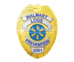 badge for police Walmart Loss Prevention Gold Badge with blue text. Style # 2-c14