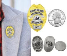 Coney Island Protection Services Gold Lapel Pins. Style # 12-d17-2