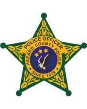 Personalized Clothing patches Hazard County Police Officer patch a green star with a white eagle and yellow text a star shaped badge with a white eagle and black text