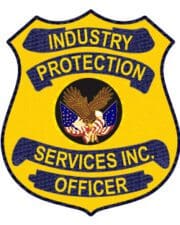 iron on embroidered patches Industry protection services officer patch a yellow and blue badge with text