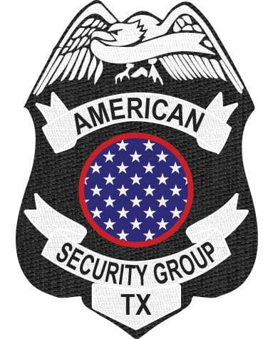 embroidered patches for clothes American security group with black background and white eagle.a close-up of a badge