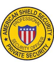 custom patches American Shield Security patch with yellow background and black text a close-up of a badge