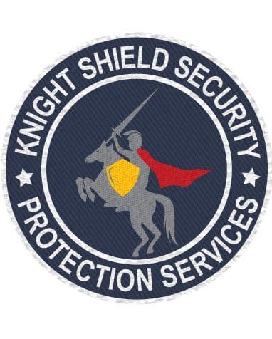 Personalized patches for clothes with blue background and white text Knight shield security officer