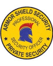 iron on patches Armor Shield Security professional security officer patch with a yellow circular sign with a helmet and text