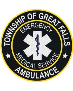 Custom embroidered iron on patch township emergency medical services ambulance patch a black and yellow patch with a white star of life