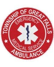 custom iron on patches township Emergency Medical services Ambulance patch a red and white logo