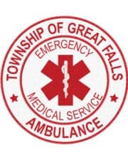 Iron on embroidered patches township Great Falls Ambulance Emergency Medical services patch a red and white logo