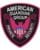 Embroidered patch American guardian group a private security with black background and pink eagle in the middle. close-up of a patch