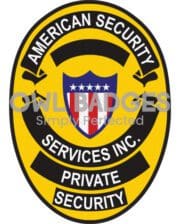 cloth patches American security services private security patch with a yellow patch with white text and blue and white stripes