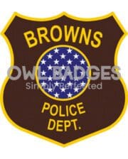 velcor patch Browns police officer patch a brown shield with yellow text and blue stars