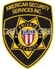 custom iron patches with American security services a yellow and black badge with a star and text