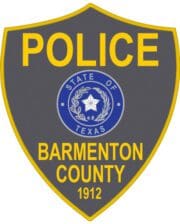 Embroidered patch Barementon Police a gray shield with blue yellow and a blue circle