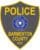 Embroidered patch Barementon Police a gray shield with blue yellow and a blue circle