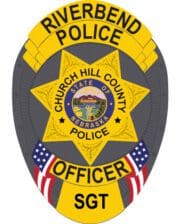 custom iron patches with gray background and yellow star in the middle church hill county police officer patch. a yellow and black badge with a star