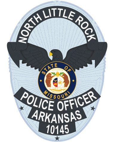 Embroidery patch with North Little Rock police officer Arkansas and Missouri state seal a police officer badge with a eagle and text