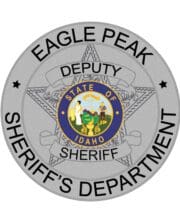 Embroidered patches for clothes Eagle Peak Sheriff department Deputy Sheriff a grey badge with a blue and yellow circle with a star and text