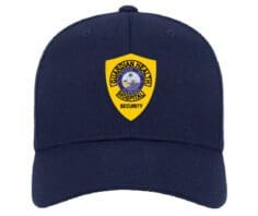 Custom Embroidered Patch in Triangle Shape with Inner Triangle embroidered hat patch a blue hat with yellow logo