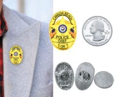 Cannon Beach Police Chief gold lapel pins. Style # 27-a1