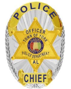 Badge for police chief a gold/silver police badge with a star