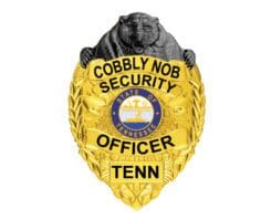 Cobbly Nob security Officer gold badge with a black bear on it Style # 3-C11AK