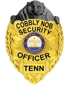 Cobbly nob security officer gold badge with a bear on it style # 3-c11ak