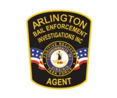 Sewn patches arlington bail enforcement investigations agent patch with fugitive recovery task force in the center seal a black and yellow patch with a blue and white logo