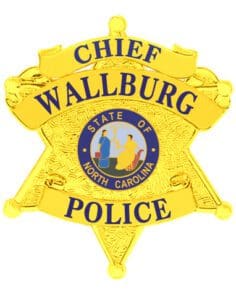 Police chief badge wallburg police a yellow star shaped badge with blue text