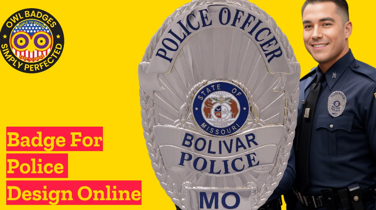 Badge for police and officer wearing a badge