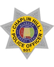 embroidered patch with black text and Chaplin Hill Police officer patch Police 7 Point Star Patch In Gold and silver background