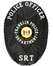 badge for police Franklin Police Department Police Officer Black badge with white text. Style # 11-d16-2