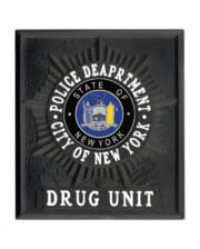 Police badge black police department city of New York a black plaque with a logo