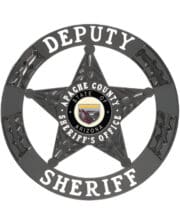 Sheriff badge black circle with star in the middle with text