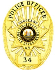 Police badge Ridgecrest police department Gold Police Badge