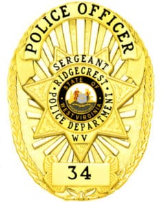 Police badge ridgecrest police department gold police badge