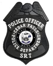 Custom police badges black badge with white text a close-up of a police badge