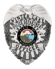 Winter Lake Police Department Officer Silver Badge with black text. Style # 2-D2