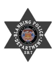 badge for police a black star with white text