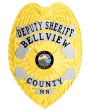 Deputy Sheriff Bell View County Gold Badge with Black text. Style # 3-A1