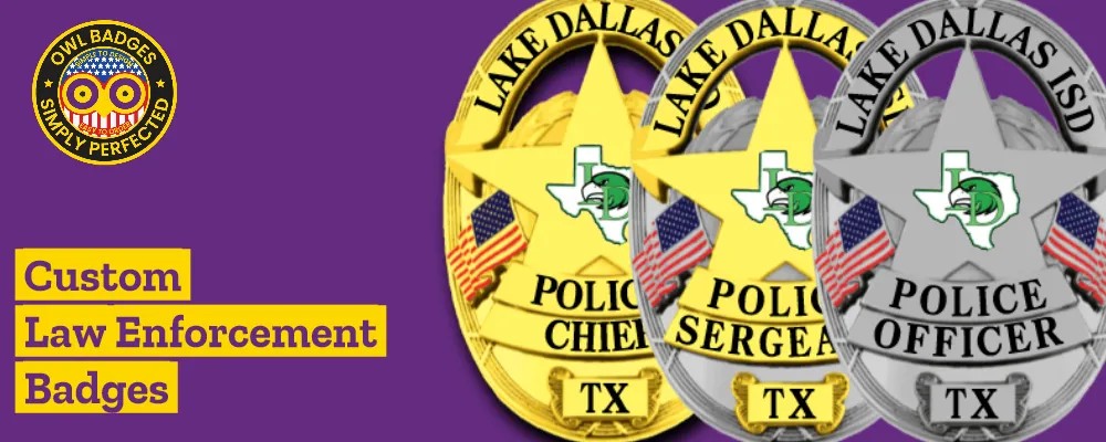 Law enforcement badges for police officers