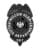 police badge a Black Police Badge with white text