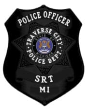 police officer black badge with white text Black Police Badge