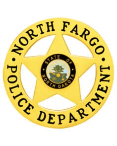 Police badge with north fargo police department gold police badge