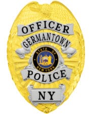 New York police badge Germantown police Officer gold badge with black text. Style # 12-d17-2