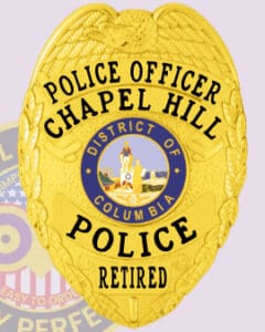 Gold retired police badges police officer chapel hill