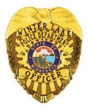 Winter Lake Police department Officer Gold Badge with Black text. style 2-d2