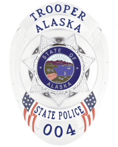 Badge cop trooper alaska state police silver badge with star. Style # 11-f4