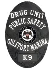 cops badge k9 unit a black badge with white text