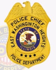 custom police badge a yellow badge with a blue and white design