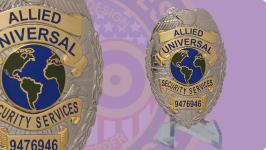 Allied Universal Badges For Security Officers Silver Badge with Eagle Top