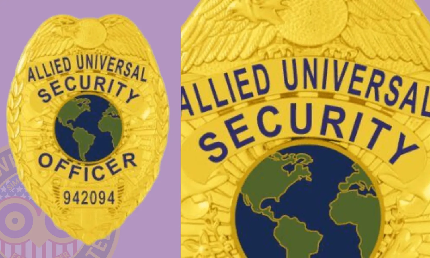 Allied universal badges in gold